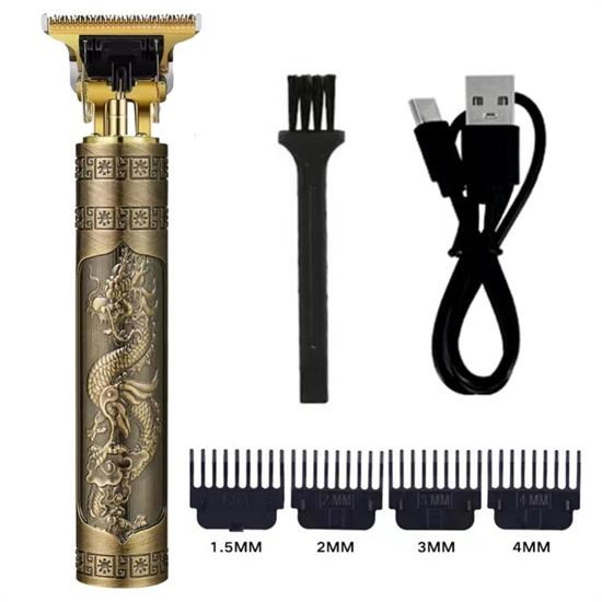 SELFTREND® Vintage Görünümlü Güçlü 4 Farklı Başlıklı USB ŞarjlI Manuel Tıraş Makinası