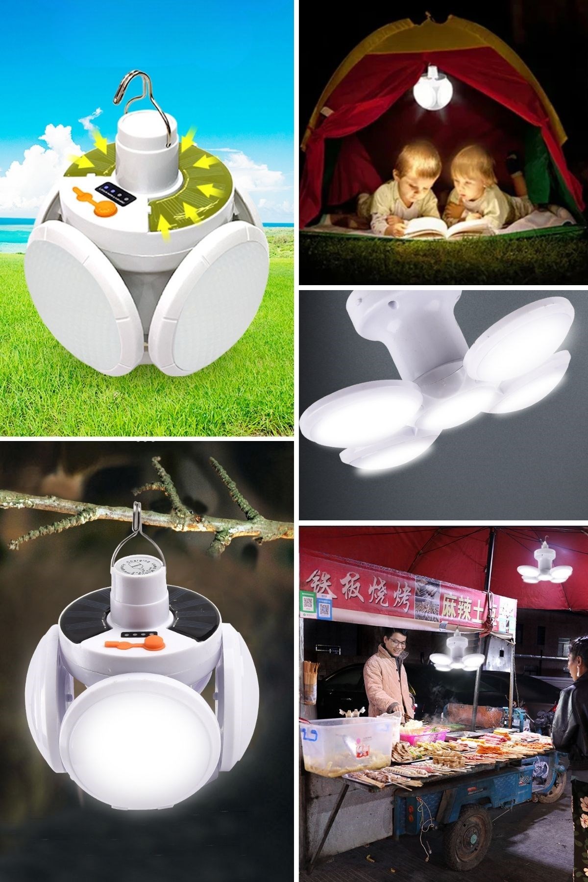 SELFTREND® 5 Led'li 3 Farklı Işık Modlu Açılıp Kapanabilir Led Kanatlı Güneş Enerjili Solar Aydınlatma Asılabilir Kamp Feneri - Görsel 6