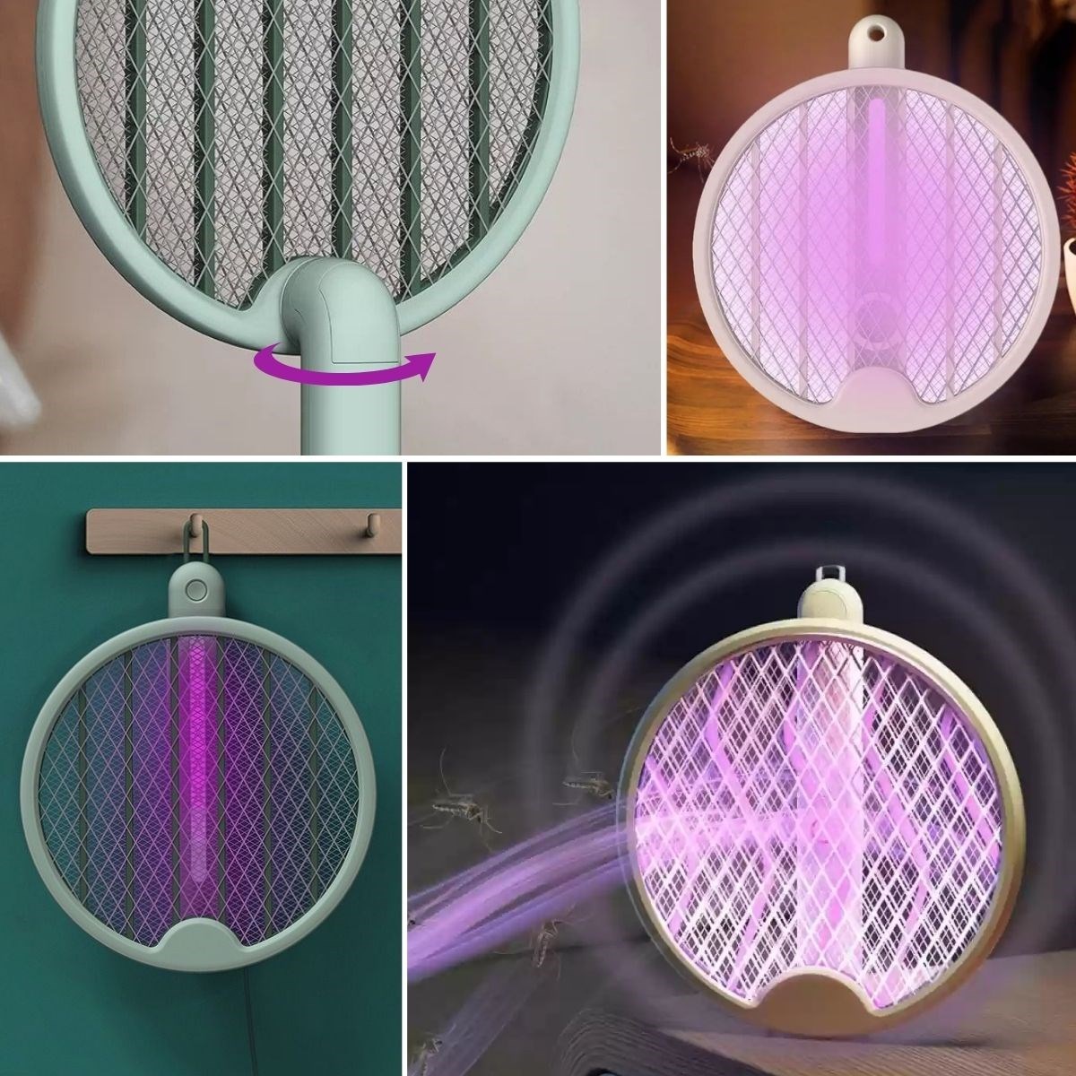 SELFTREND® Tenis Raketi Tipi Masaüstü Olabilen Gece Lambalı Sinek Kovucu,Öldürücü Raket - Görsel 5