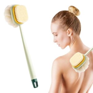 SELFTREND®  2'si 1 Arada Çift Taraflı Uzun Saplı Fırçalı Banyo Vücut Sırt Fırçası Banyo Lifi