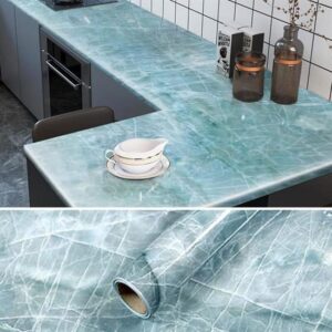 Selftrend® Mermer Desenli Masa Tezgah Mutfak Su Geçirmez Yapışkanlı Folyo Sticker Mavi 5x0,6m