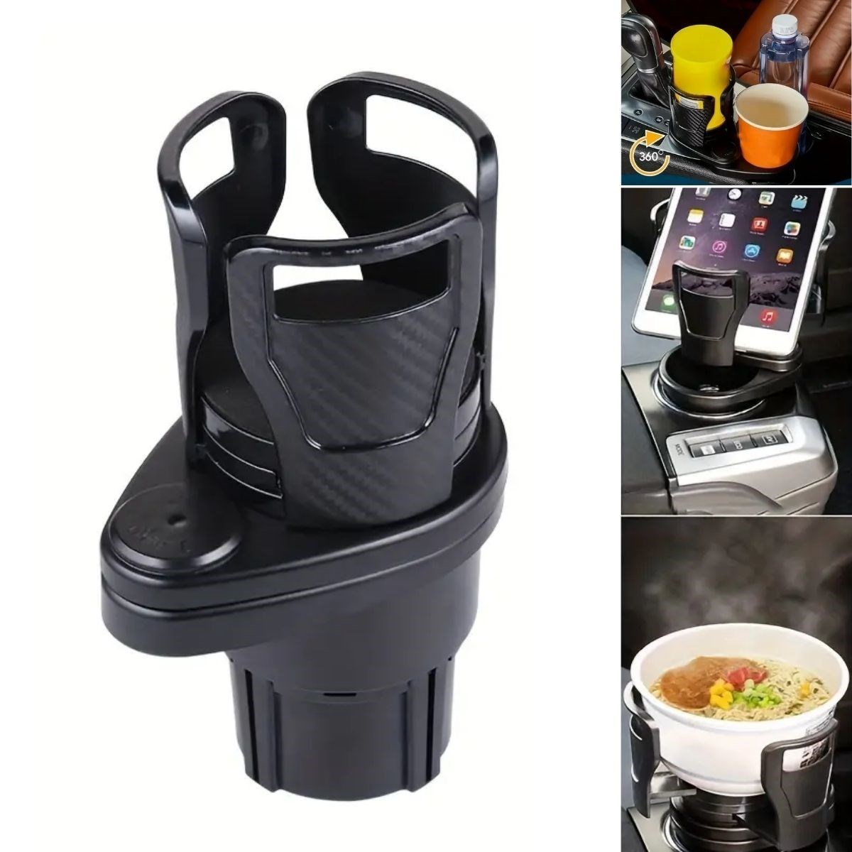 Selftrend® Araç İçi 360 Derece Dönen 2'li Bardaklıklı Açılarak Ayarlanabilir Bardak Tutucu Aparat
