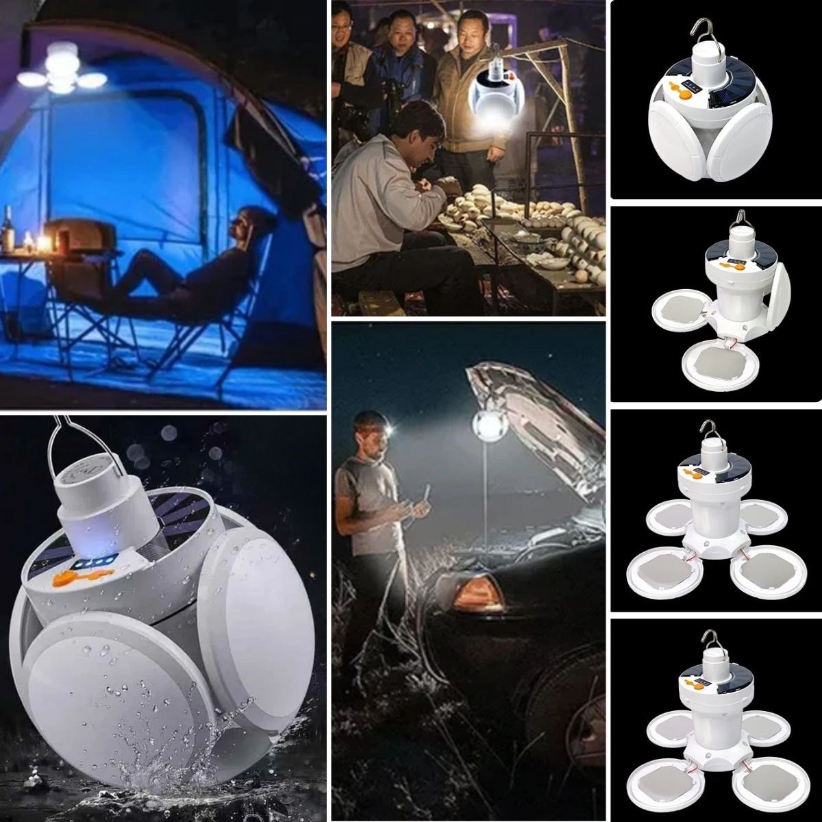 SELFTREND® 5 Led'li 3 Farklı Işık Modlu Açılıp Kapanabilir Led Kanatlı Güneş Enerjili Solar Aydınlatma Asılabilir Kamp Feneri - Görsel 2