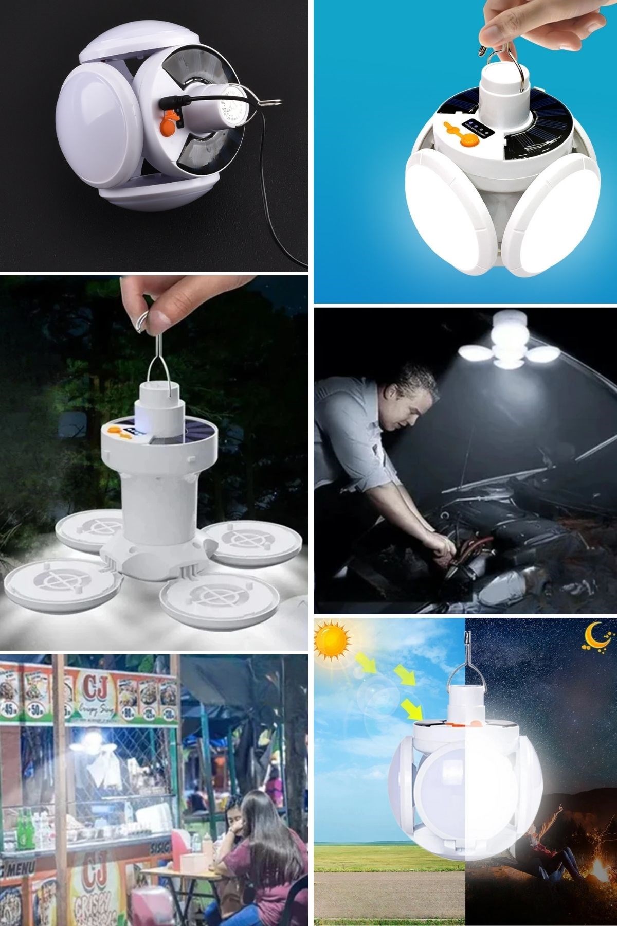 SELFTREND® 5 Led'li 3 Farklı Işık Modlu Açılıp Kapanabilir Led Kanatlı Güneş Enerjili Solar Aydınlatma Asılabilir Kamp Feneri - Görsel 8