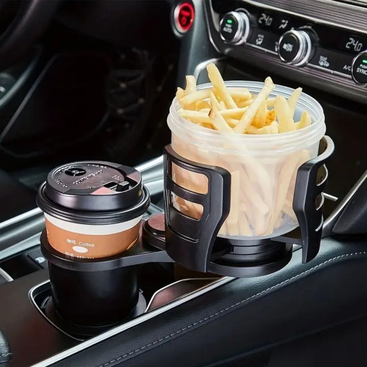 Selftrend® Araç İçi 360 Derece Dönen 2'li Bardaklıklı Açılarak Ayarlanabilir Bardak Tutucu Aparat - Görsel 2