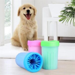 Selftrend® Silikon Jel Fırçalı Kedi Köpek Pati Ayak Yıkama Temizleme Kovası (Küçük)