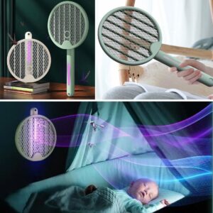 SELFTREND® Tenis Raketi Tipi Masaüstü Olabilen Gece Lambalı Sinek Kovucu,Öldürücü Raket